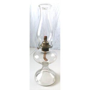 Large Antique Clear Glass Pedestal Eagle Oil Lamp 17.5" Height